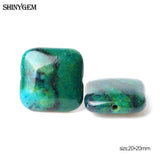 10pcs 20mm Square Phoenix Agates Stone Beads Green Charm DIY Jewelry