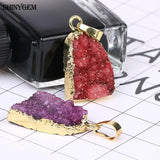 Natural Crystal Druzy Pendant Necklace Agates Geode Stone Charm