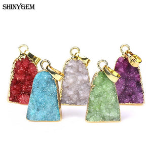 Natural Crystal Druzy Pendant Necklace Agates Geode Stone Charm
