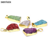 Natural Crystal Druzy Pendant Necklace Agates Geode Stone Charm