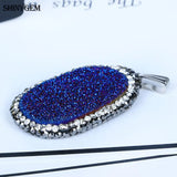 Oval Crystal Druzy Pendant Inlay Rhinestone Geode Stone Pendants