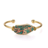 Vintage Irregular Jaspers Stone Bracelet Wire Plating Cuff Bangles