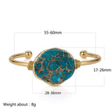 Vintage Irregular Jaspers Stone Bracelet Wire Plating Cuff Bangles