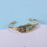 Vintage Irregular Jaspers Stone Bracelet Wire Plating Cuff Bangles