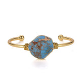 Vintage Irregular Jaspers Stone Bracelet Wire Plating Cuff Bangles