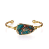 Vintage Irregular Jaspers Stone Bracelet Wire Plating Cuff Bangles