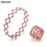 Adjustable Silver Bangle with Zircon Charm Bracelet