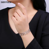 Adjustable Silver Bangle with Zircon Charm Bracelet