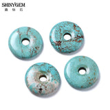 Hollow Natural Turquoises Aventurine Jade Gem Bead 40*40mm Charm for DIY Jewelry