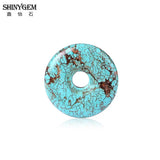 Hollow Natural Turquoises Aventurine Jade Gem Bead 40*40mm Charm for DIY Jewelry