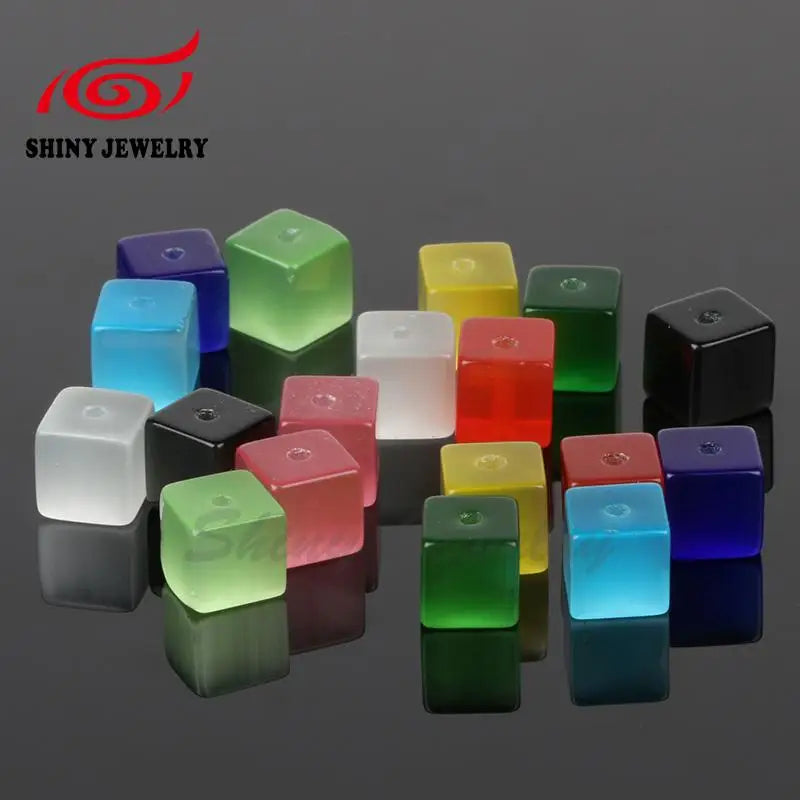 Cat Eye Cube Bead Mix 4mm/6mm Random Colors Fluorescence Stone Beads 20pcs/Lot
