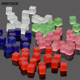 50pcs Cat Eye Cube Bead Mix Gradient Fluorescent Tiny Stone Beads