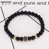 Frosted Agate Charm Bracelet 7*7mm Zircon Inlay