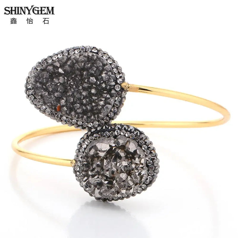 ShinyGem Asymmetric Natural Crystal Druzy Bracelet