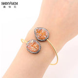 ShinyGem Asymmetric Crystal Druzy Bracelet Geode Stone Bangle