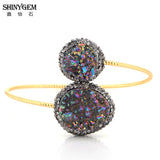 ShinyGem Asymmetric Crystal Druzy Bracelet Geode Stone Bangle