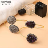 ShinyGem Asymmetric Crystal Druzy Bracelet Geode Stone Bangle