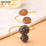 ShinyGem Asymmetric Crystal Druzy Bracelet Geode Stone Bangle