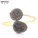 ShinyGem Asymmetric Crystal Druzy Bracelet Geode Stone Bangle