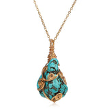 ShinyGem Baroque Turquoise Pendant Necklace 14K Wire