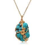 ShinyGem Baroque Turquoise Pendant Necklace 14K Wire
