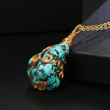 ShinyGem Baroque Turquoise Pendant Necklace 14K Wire