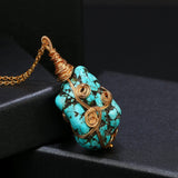 ShinyGem Baroque Turquoise Pendant Necklace 14K Wire