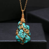 ShinyGem Baroque Turquoise Pendant Necklace 14K Wire
