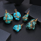 ShinyGem Baroque Turquoise Pendant Necklace 14K Wire