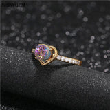 Cubic Zircon Retro Love Heart Ring Set Druzy Stone Women Wedding Jewelry