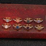 Cubic Zircon Retro Love Heart Ring Set Druzy Stone Women Wedding Jewelry