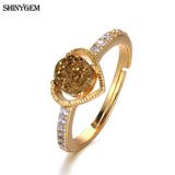 Cubic Zircon Retro Love Heart Ring Set Druzy Stone Women Wedding Jewelry
