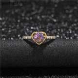 Cubic Zircon Retro Love Heart Ring Set Druzy Stone Women Wedding Jewelry