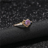 Cubic Zircon Retro Love Heart Ring Set Druzy Stone Women Wedding Jewelry