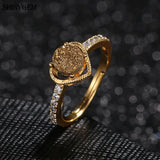 ShinyGem Love Heart Crystal Druzy Stone Ring Retro Rhinestone Wedding Rings