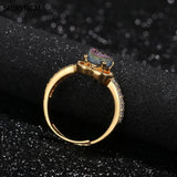 ShinyGem Love Heart Crystal Druzy Stone Ring Retro Rhinestone Wedding Rings