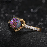 ShinyGem Love Heart Crystal Druzy Stone Ring Retro Rhinestone Wedding Rings