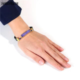 ShinyGem Purple Crystal Leather Bracelet with 24K Plating