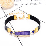 ShinyGem Purple Crystal Leather Bracelet with 24K Plating