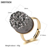 Sparkling Crystal Druzy Stone Adjustable Rings Women Jewelry