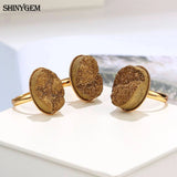 Sparkling Crystal Druzy Stone Adjustable Rings Women Jewelry