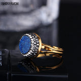 ShinyGem 14mm Crystal Druzy Stone Zircon Charm Adjustable Ring