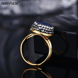 ShinyGem 14mm Crystal Druzy Stone Zircon Charm Adjustable Ring