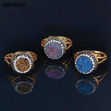 ShinyGem 14mm Crystal Druzy Stone Zircon Charm Adjustable Ring