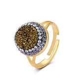 ShinyGem 14mm Crystal Druzy Stone Zircon Charm Adjustable Ring