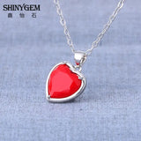 Heart Rhinestone Necklace Charm Silver Plated Glass Crystal Pendant
