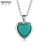 Heart Rhinestone Necklace Charm Silver Plated Glass Crystal Pendant