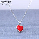 Heart Rhinestone Necklace Charm Silver Plated Glass Crystal Pendant