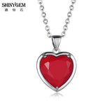 Heart Rhinestone Necklace Charm Silver Plated Glass Crystal Pendant