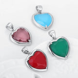 Heart Rhinestone Necklace Charm Silver Plated Glass Crystal Pendant